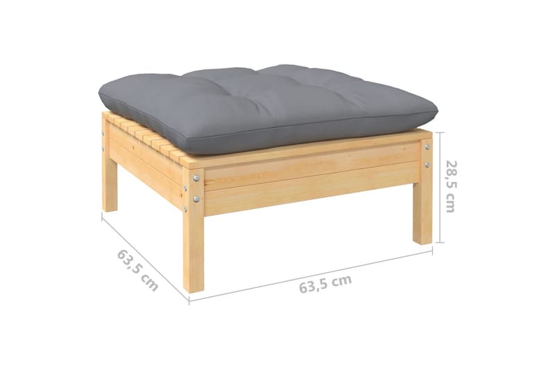 Trädgårdssoffa 5-sits med grå dynor massiv furu - Grå - Utemöbler - Utesoffor & bänkar - Loungesoffa