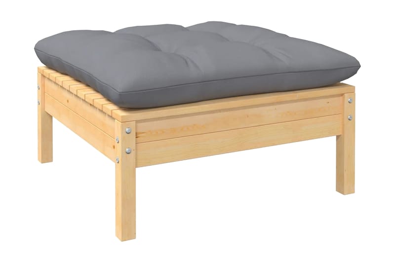 Trädgårdssoffa 5-sits med grå dynor massiv furu - Grå - Utemöbler - Utesoffor & bänkar - Loungesoffa