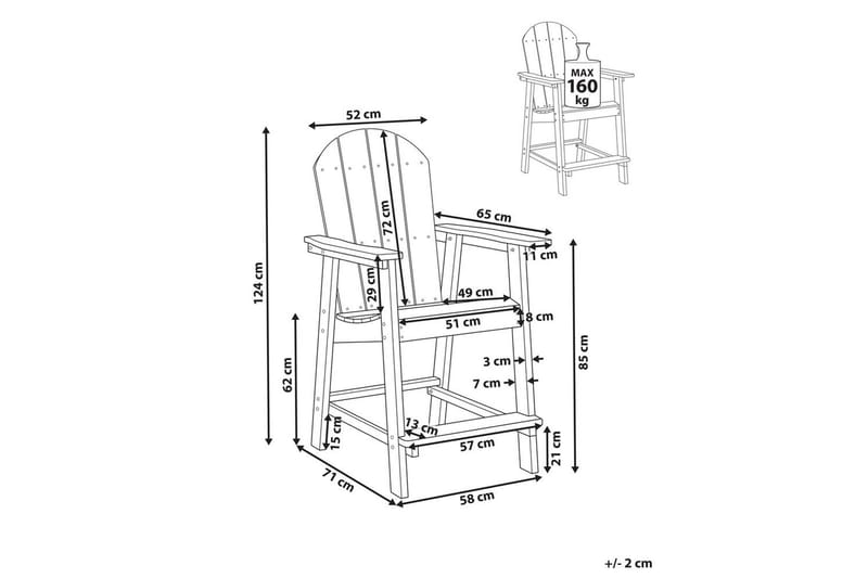 Trädgårdsstol Adirondack - Grå, 58x71x124 cm - Utemöbler - Balkong - Balkongmöbler - Balkongstolar