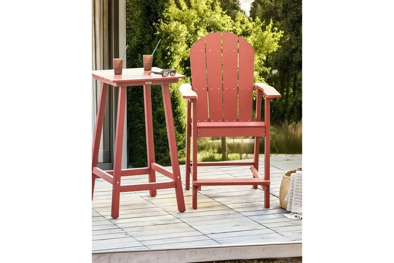 Trädgårdsstol Adirondack - Röd, 58x71x124 cm - Utemöbler - Balkong - Balkongmöbler - Balkongstolar