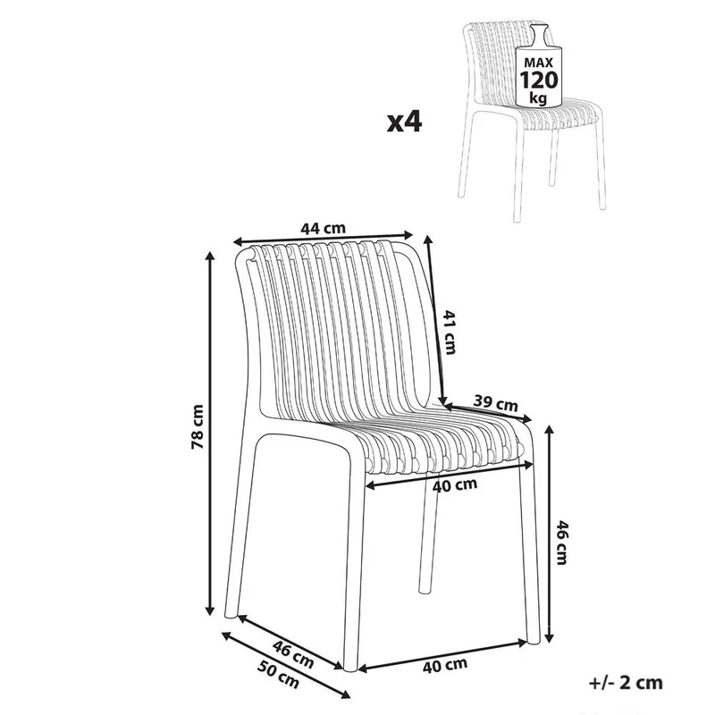Trädgårdsstol Ariccia 4-pack - Grön - Utemöbler - Balkong - Balkongmöbler - Balkongstolar