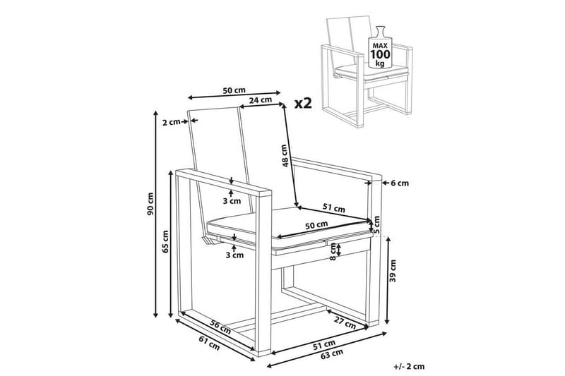 Trädgårdsstol Azzanello set om 2 - Utemöbler - Balkong - Balkongmöbler - Balkongstolar