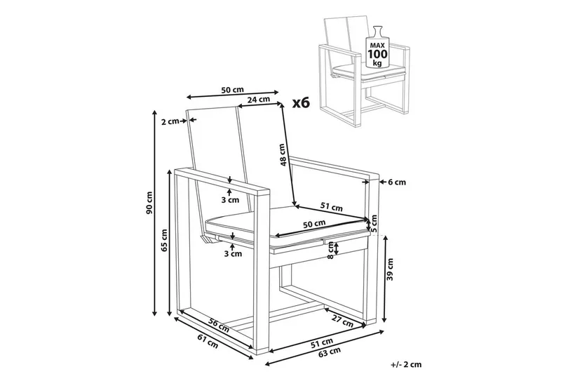 Trädgårdsstol Azzanello set om 6 - Utemöbler - Balkong - Balkongmöbler - Balkongstolar