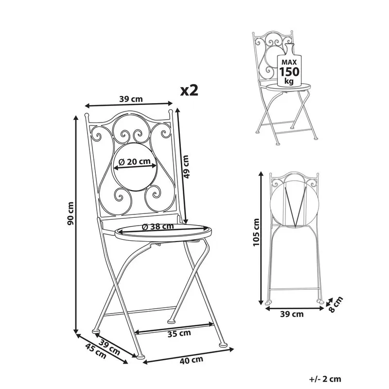 Trädgårdsstol Chapeco 2-pack - Utemöbler - Balkong - Balkongmöbler - Balkongstolar