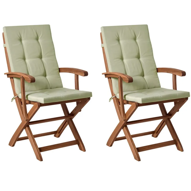 Trädgårdsstol Maui Premium 2-pack, Ljus trä, grönt