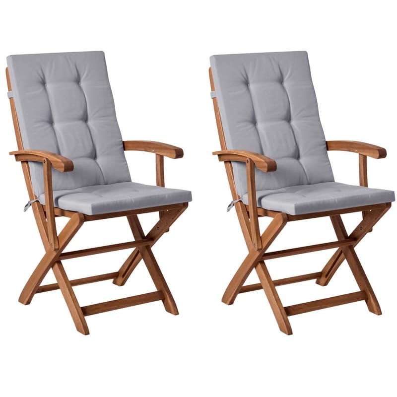 Trädgårdsstol Maui Premium 2-pack, Ljus trä, Ljusgrå