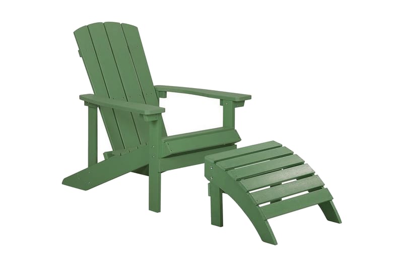 Trädgårdsstol med fotpall grön ADIRONDACK - Grön - Matstolar ute - Balkongstolar