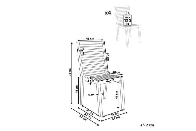 Trädgårdsstol Ombriano set om 4 - Utemöbler - Balkong - Balkongmöbler - Balkongstolar