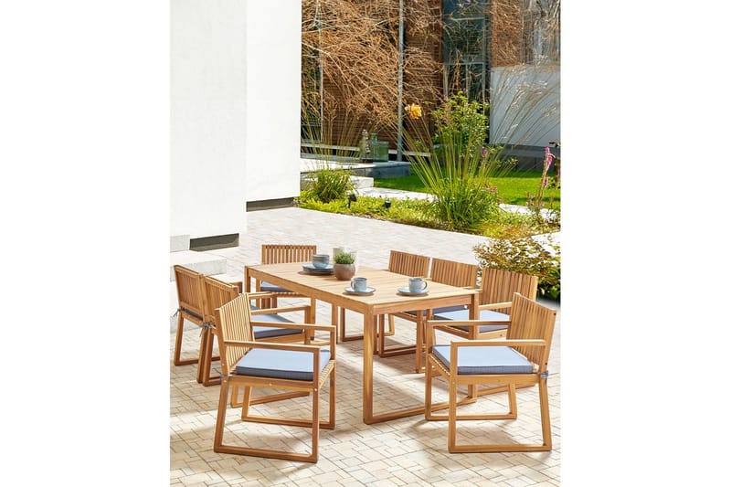 Trädgårdsstol Sassari II - Ljus trä, blå - Utemöbler - Balkong - Balkongmöbler - Balkongstolar