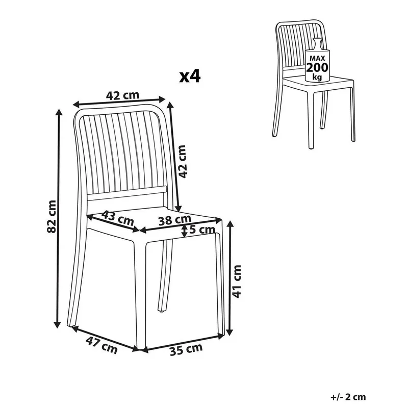 Trädgårdsstol Sersale 4-pack - Utemöbler - Balkong - Balkongmöbler - Balkongstolar