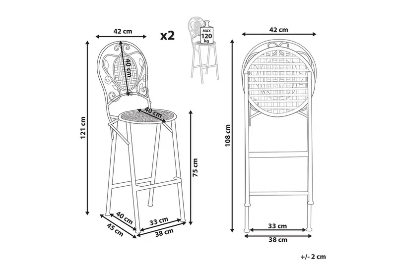 Trädgårdsstol set om 2 Bivio - Utemöbler - Balkong - Balkongmöbler - Balkongstolar
