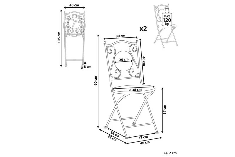 Trädgårdsstol set om 2 Casario - Utemöbler - Balkong - Balkongmöbler - Balkongstolar