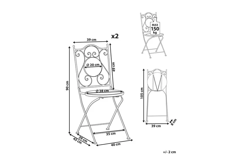 Trädgårdsstol set om 2 Cigliano - Utemöbler - Balkong - Balkongmöbler - Balkongstolar