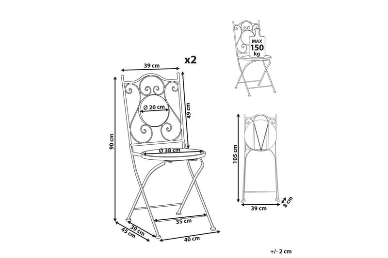 Trädgårdsstol set om 2 Cozzana - Utemöbler - Balkong - Balkongmöbler - Balkongstolar