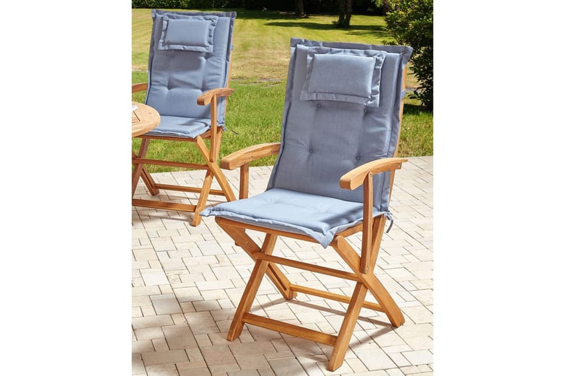 Trädgårdsstol set om 2 Maui II - Ljus trä, blå - Utemöbler - Balkong - Balkongmöbler - Balkongstolar