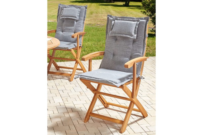 Trädgårdsstol set om 2 Maui II - Ljus trä, grå - Utemöbler - Balkong - Balkongmöbler - Balkongstolar