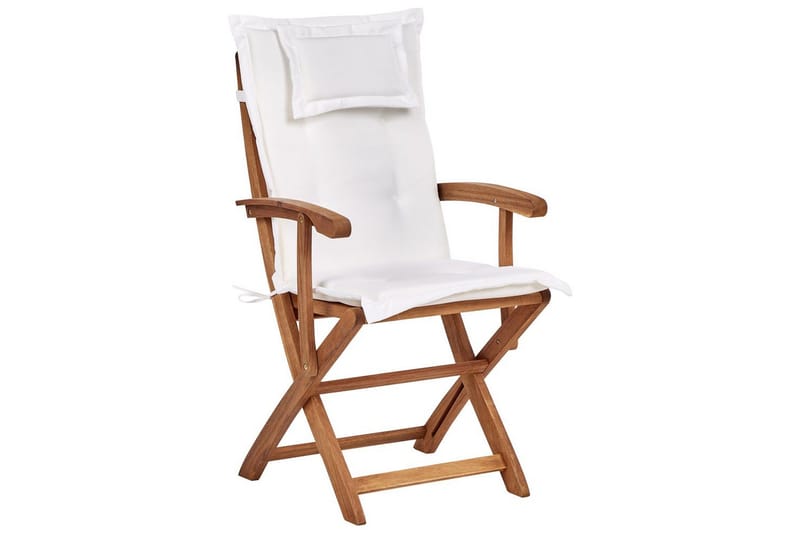 Trädgårdsstol set om 2 Maui II - Ljus trä, Off-white - Utemöbler - Balkong - Balkongmöbler - Balkongstolar