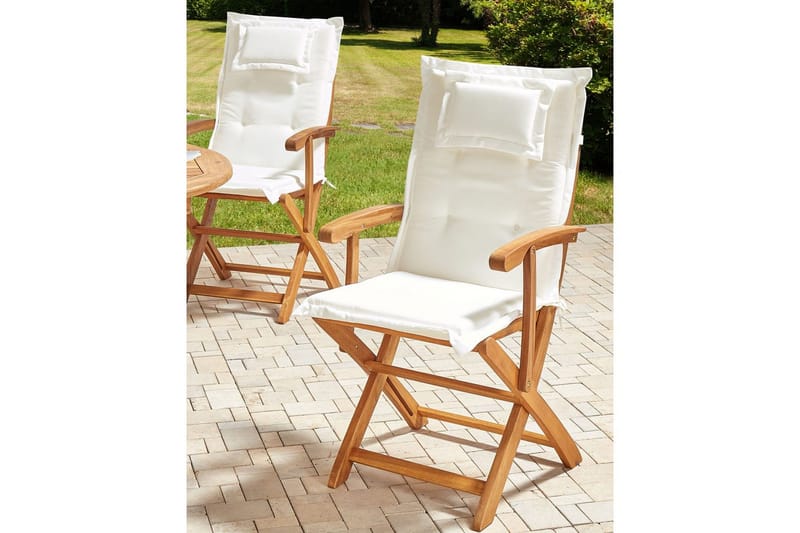 Trädgårdsstol set om 2 Maui II - Ljus trä, Off-white - Utemöbler - Balkong - Balkongmöbler - Balkongstolar