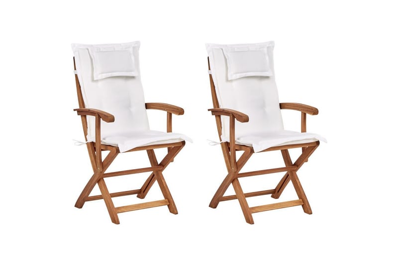 Trädgårdsstol set om 2 Maui II, Ljus trä, Off-white