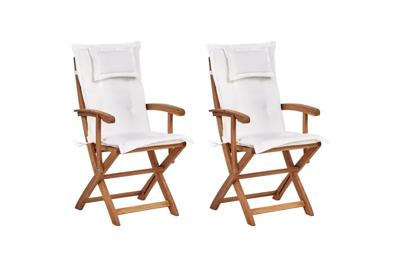 Trädgårdsstol set om 2 Maui II, Ljus trä, Off-white