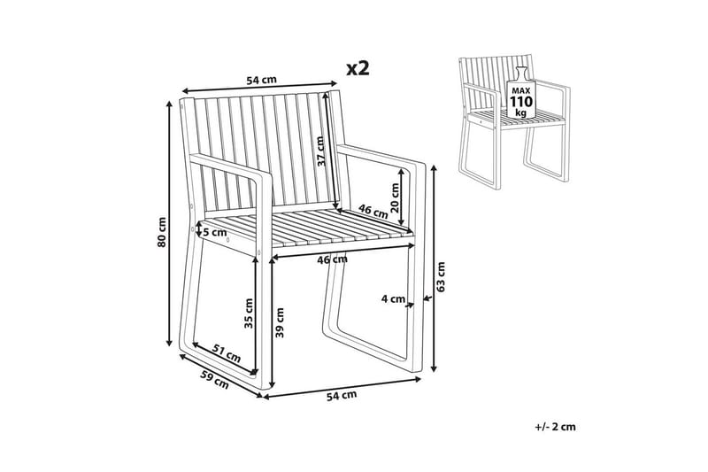 Trädg årdsstol set om 2 Sassari II - Utemöbler - Balkong - Balkongmöbler - Balkongstolar