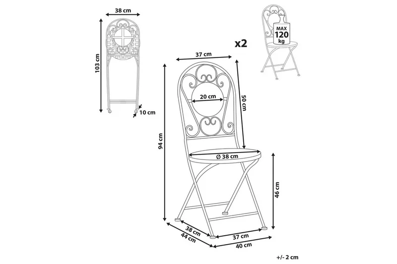 Trädgårdsstol set om 2 Spello - Utemöbler - Balkong - Balkongmöbler - Balkongstolar