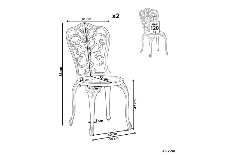 Trädgårdsstol set om 2 Triora - Vit - Utemöbler - Balkong - Balkongmöbler - Balkongstolar