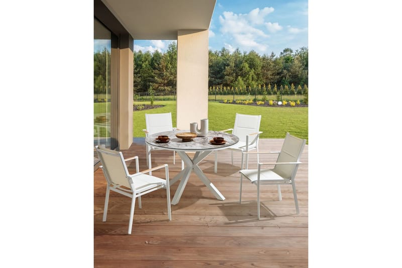 Trädgårdsstol set om 4 Busseto - Vit - Utemöbler - Balkong - Balkongmöbler - Balkongstolar