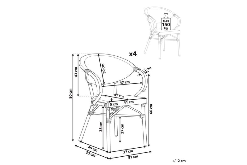 Trädgårdsstol set om 4 Caspri II - Utemöbler - Balkong - Balkongmöbler - Balkongstolar