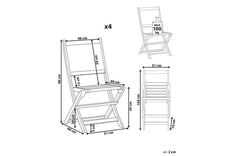 Trädgårdsstol set om 4 Paraggi - Utemöbler - Balkong - Balkongmöbler - Balkongstolar