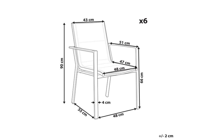 Trädgårdsstol set om 6 Busseto - Vit - Utemöbler - Balkong - Balkongmöbler - Balkongstolar