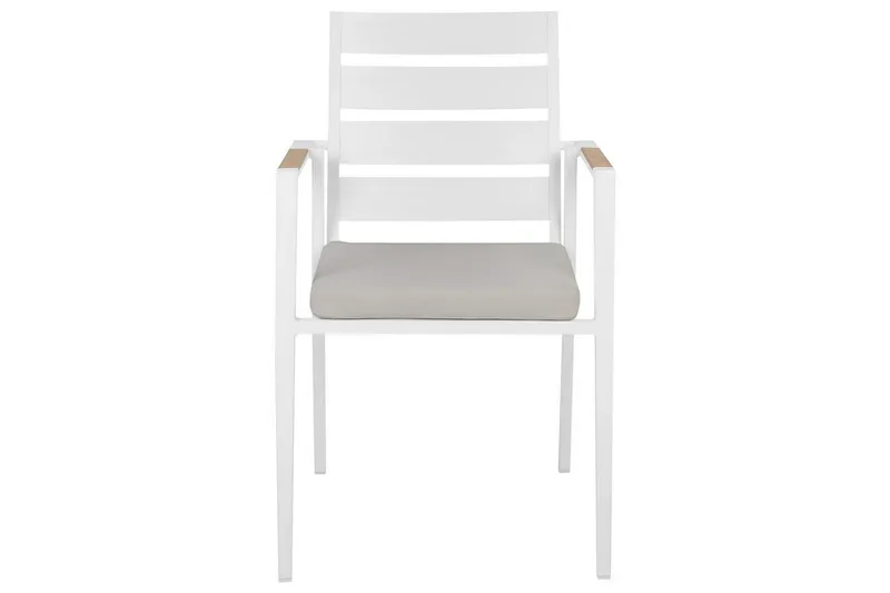 Trädgårdsstol set om 6 Taviano - Vitt, grått, ljust trä - Utemöbler - Balkong - Balkongmöbler - Balkongstolar