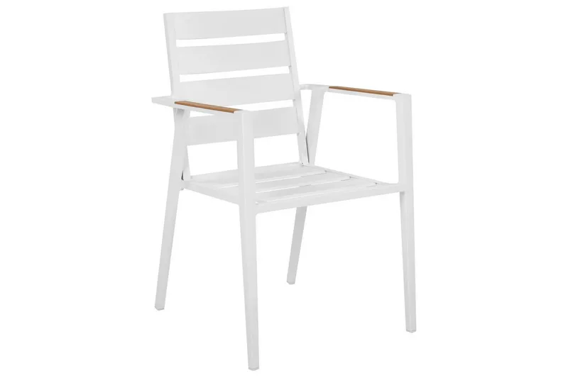 Trädgårdsstol set om 6 Taviano - Vitt, grått, ljust trä - Utemöbler - Balkong - Balkongmöbler - Balkongstolar