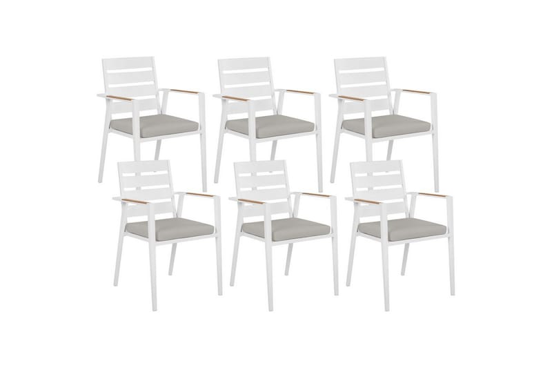 Trädgårdsstol set om 6 Taviano, Vitt, grått, ljust trä