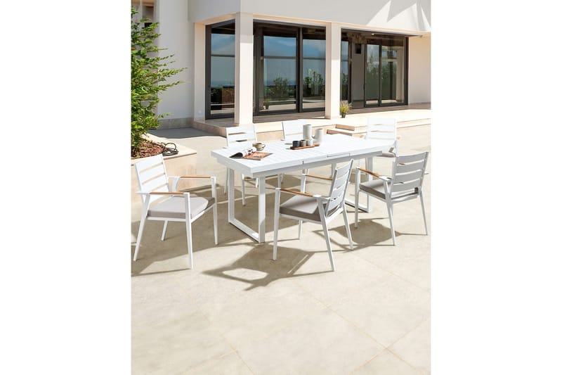 Trädgårdsstol set om 6 Taviano - Vitt, grått, ljust trä - Utemöbler - Balkong - Balkongmöbler - Balkongstolar