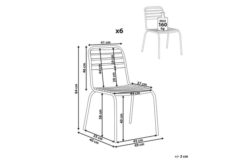 Trädgårdsstol set om 6 Vallese - Utemöbler - Balkong - Balkongmöbler - Balkongstolar