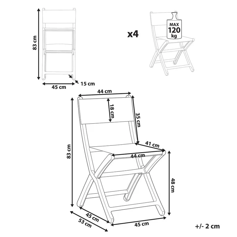 Trädgårdsstol Talca 4-pack - Röd - Utemöbler - Balkong - Balkongmöbler - Balkongstolar