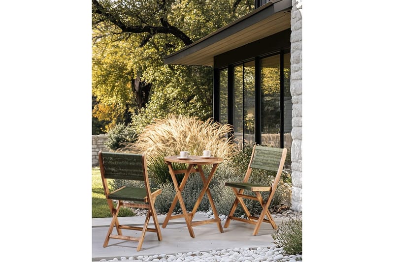 Trädgårdsstol Prossedi set om 2 Grönt/ljust trä - Grönt/ljust trä - Utemöbler - Balkong - Balkongmöbler - Balkongstolar