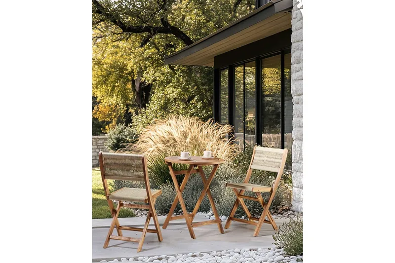 Trädgårdsstol Prossedi set om 2 Beige/ljust trä - Beige/ljust trä - Utemöbler - Balkong - Balkongmöbler - Balkongstolar