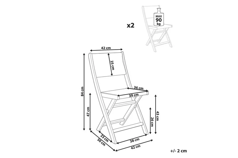 Trädgårdsstol Prossedi set om 2 Beige/ljust trä - Beige/ljust trä - Utemöbler - Balkong - Balkongmöbler - Balkongstolar