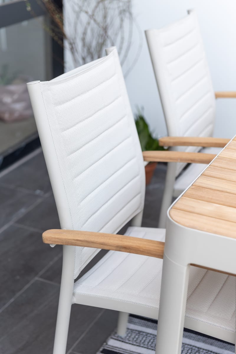 Utomhus balkongset Portals balkongbord + 2 carver carver-stolar - ljus ecru/korallsand - Utemöbler - Balkong - Balkongmöbler - Balkonggrupper