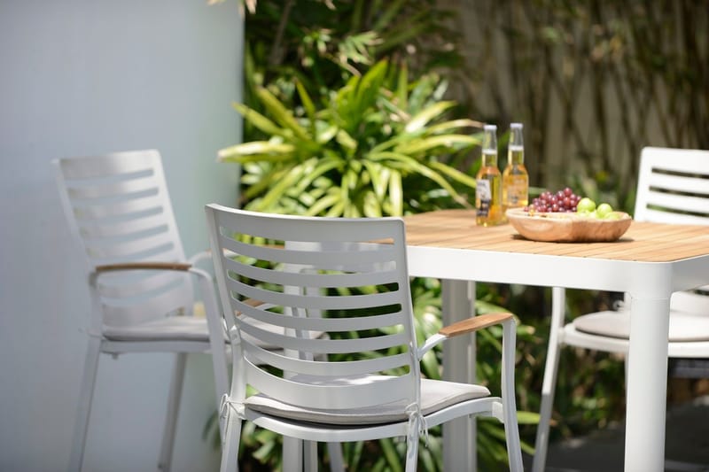 Utomhus barset Portals barbord + 4 barstolar - ljus ecru/korallsand - Utemöbler - Utestolar & fåtöljer - Barstol utomhus