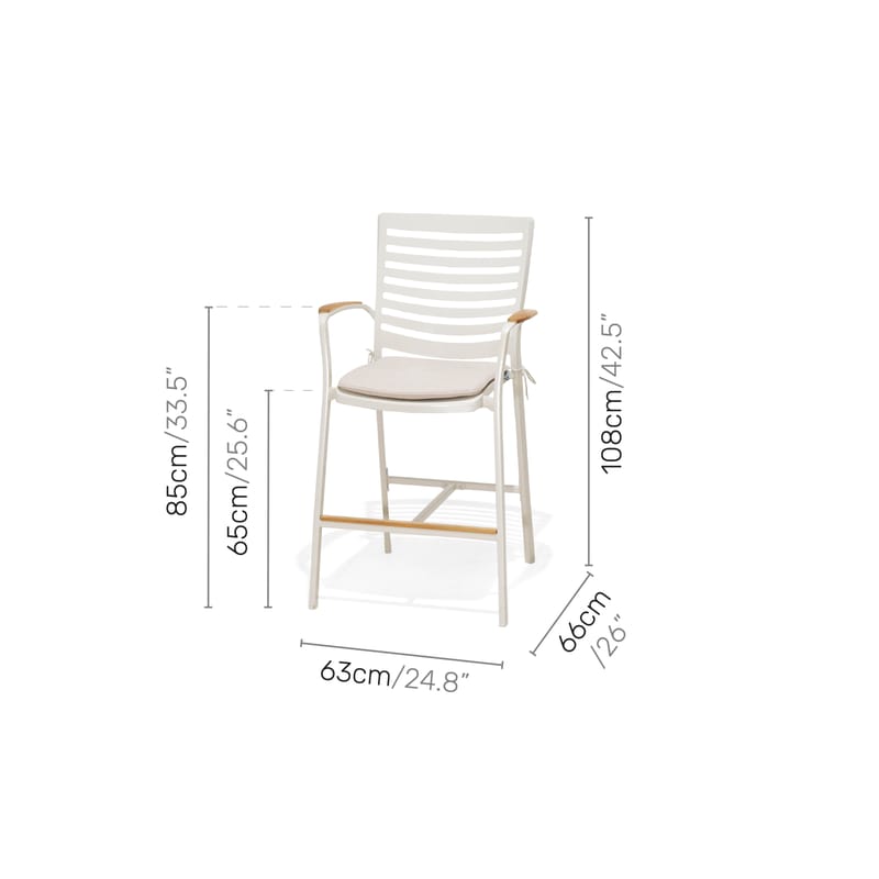 Utomhus barset Portals barbord + 4 barstolar - ljus ecru/korallsand - Utemöbler - Utestolar & fåtöljer - Barstol utomhus