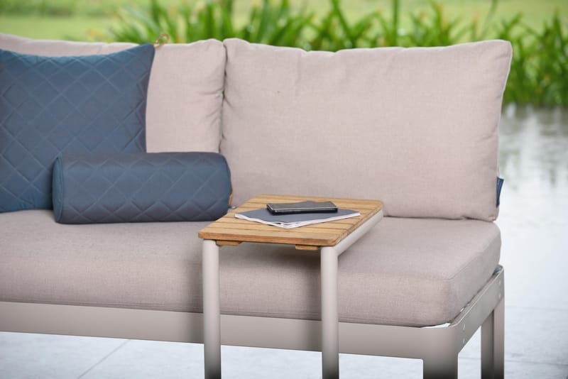 Utomhus modulset Portals 2-sitssoffa + C-format sidobord - beige/trä - Utemöbler - Balkong - Balkongmöbler - Balkonggrupper