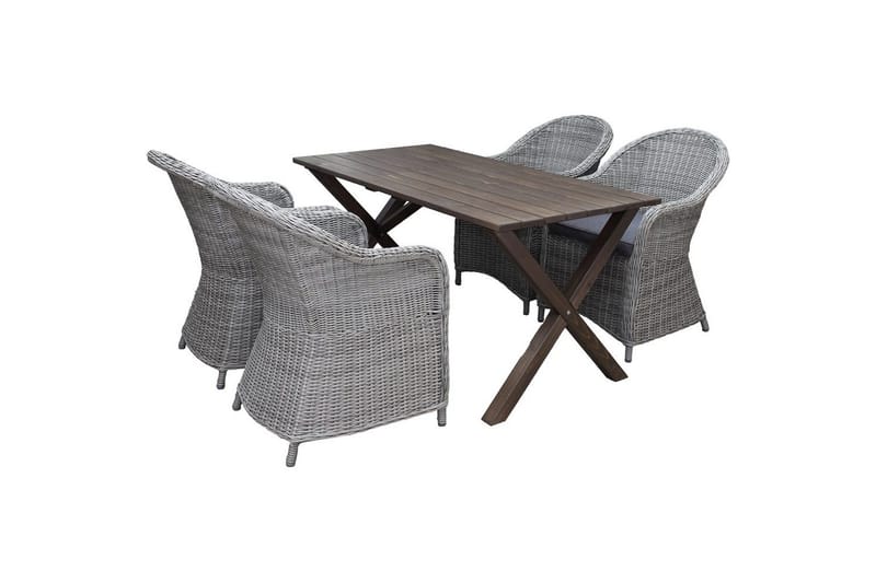 Utomhusmöbelgrupp 150 cm Bord & 4 Belize grå stolar Brun, Brun
