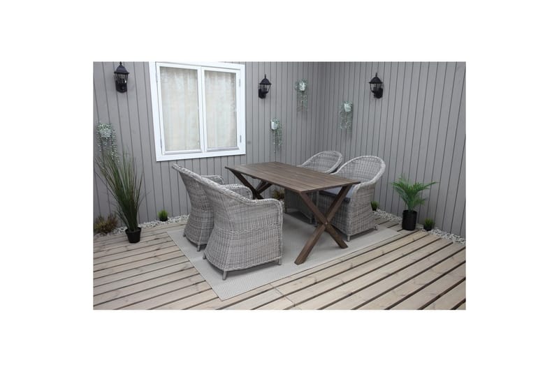 Utomhusmöbelgrupp 150 cm Bord & 4 Belize grå stolar Brun - Brun - Utemöbler - Balkong - Balkongmöbler - Balkonggrupper