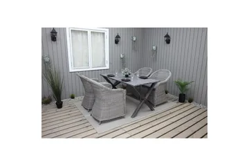 Utomhusmöbelgrupp 150 cm Bord & 4 Belize grå stolar Grå - Grå - Utemöbler - Utegrupp - Matgrupper utomhus