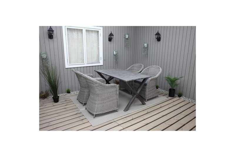 Utomhusmöbelgrupp 150 cm Bord & 4 Belize grå stolar Grå - Grå - Utemöbler - Utegrupp - Matgrupper utomhus