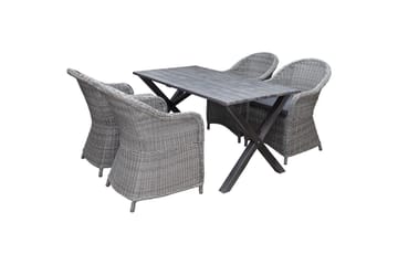 Utomhusmöbelgrupp 150 cm Bord & 4 Belize grå stolar Grå