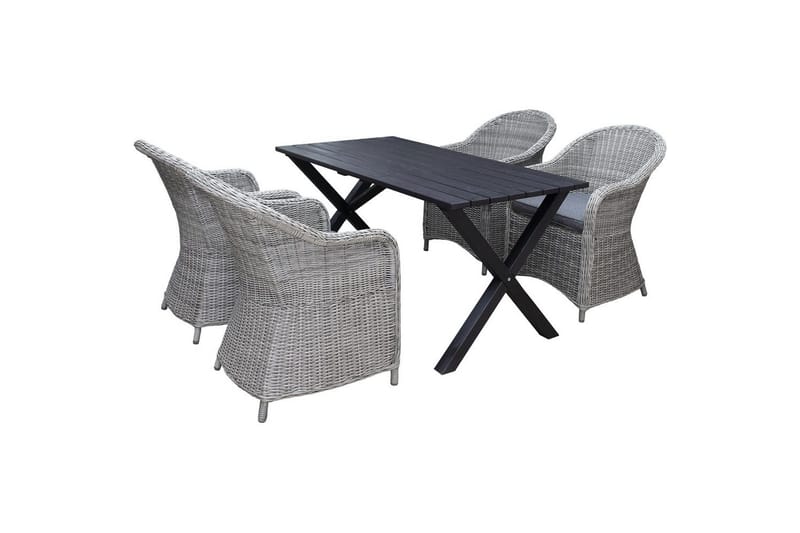 Utomhusmöbelgrupp 150 cm Bord & 4 Belize grå stolar Svart, Svart